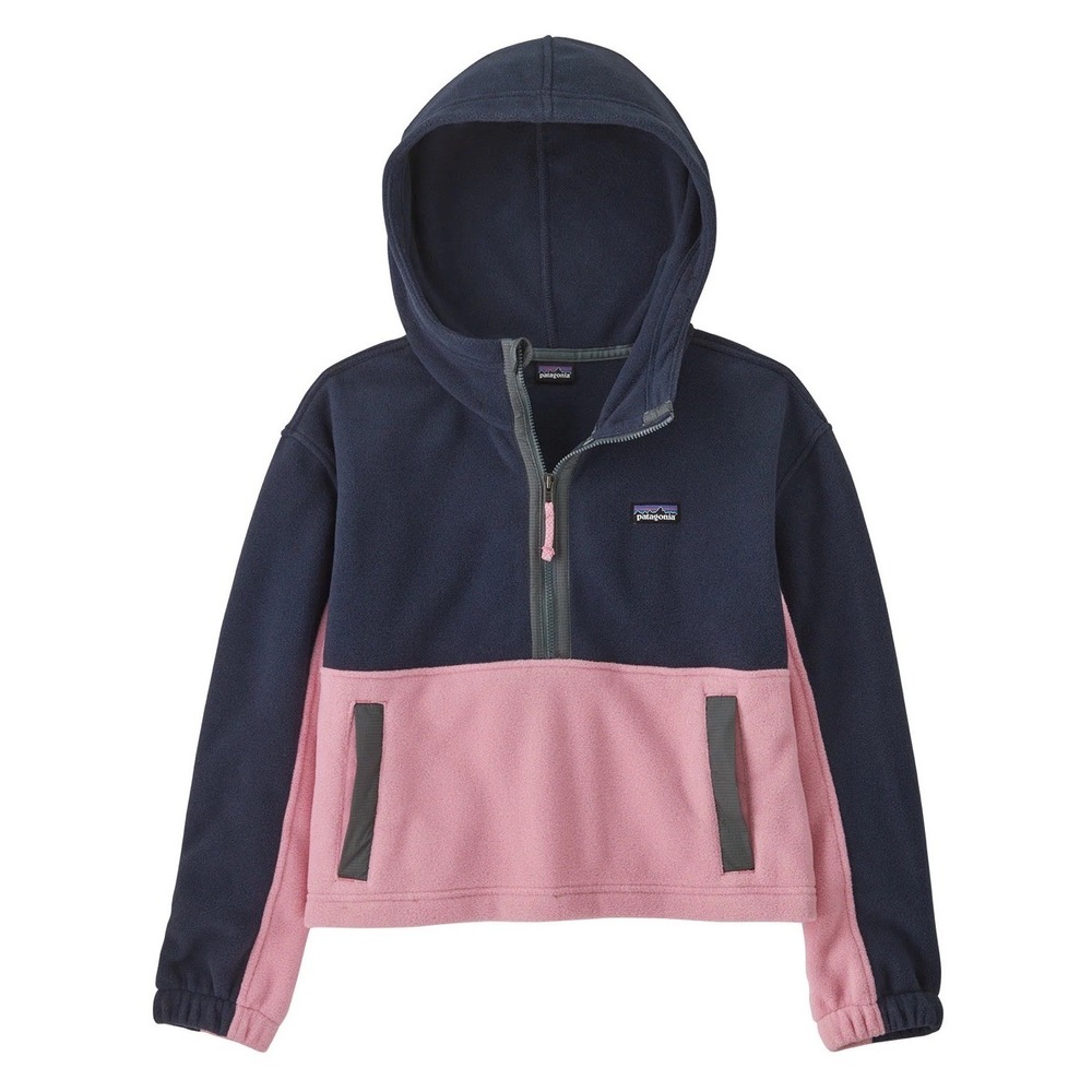 Patagonia Kids' Microdini Cropped Hoody Pullover Blue Pink XL (14) NWT $89 MSRP